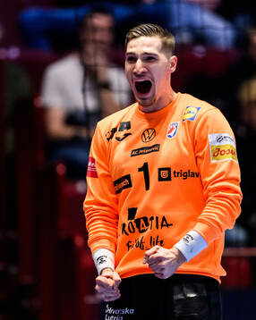 Goalkeeper Dominik Kuzmanovic of Croatia celebrates