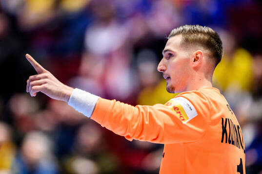 Goalkeeper Dominik Kuzmanovic of Croatia celebrates