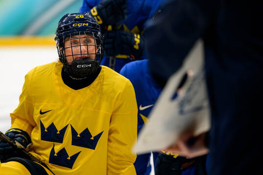Hanna Olsson of Sweden at a ice hockey practice session