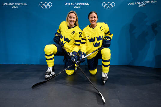 Hanna Olsson and Anna Kjellbin of Sweden pose for a portrait