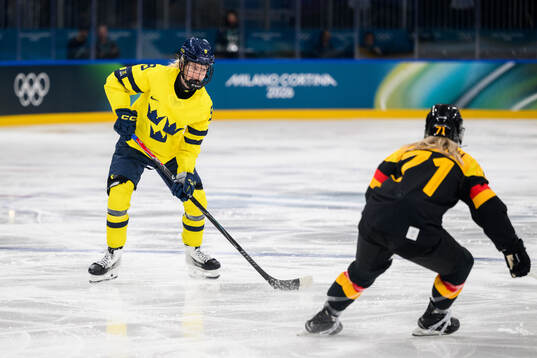 Hilda Svensson of Sweden in the women's ice hockey game