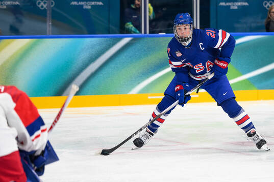 Hilary Knight of USA in the women's ice hockey game between
