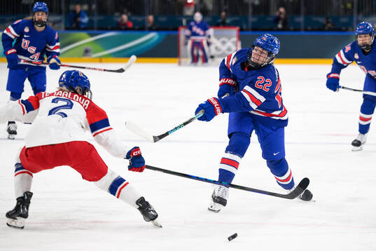 Tessa Janecke of USA in the women's ice hockey game between
