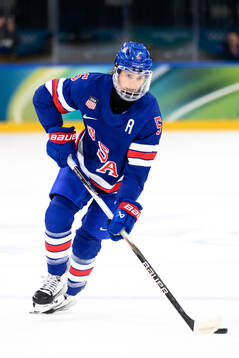 Megan Keller of USA in the women's ice hockey game between