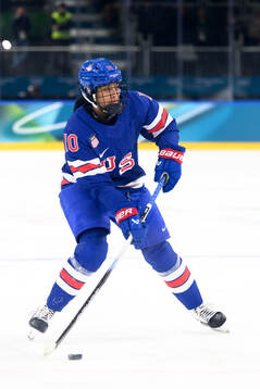 Laila Edwards of USA in the women's ice hockey game between