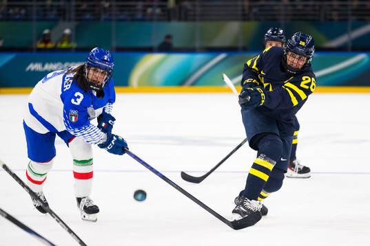 Hanna Olsson of Sweden in the women's ice hockey game