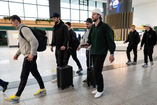 Erik Karlsson, Victor Hedman and Adrian Kempe of Sweden