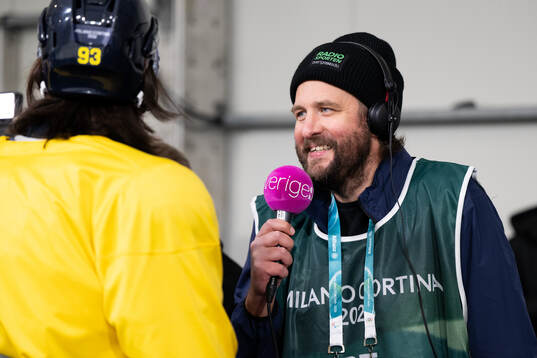 Kristopher Karlsson of Sveriges Radio conducts an interview