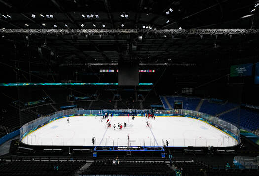 View from the stands inside Milano Santagiulia Ice Hockey