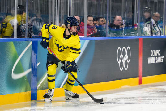Hilda Svensson of Sweden in the women's ice hockey game