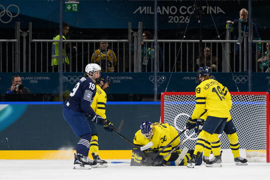 Goaltender Emma Söderberg of Sweden with a save in the