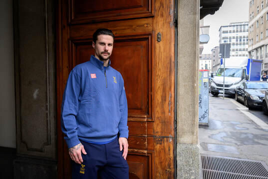 Erik Karlsson poses for a portrait at a press conference