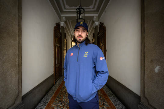Mika Zibanejad poses for a portrait at a press conference