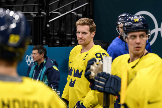 Gabriel Landeskog of Sweden at an ice hockey practice