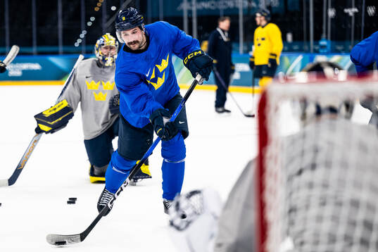 Filip Forsberg of Sweden at an ice hockey practice session