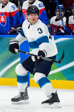 Olli Määttä of Finland in the men's ice hockey game