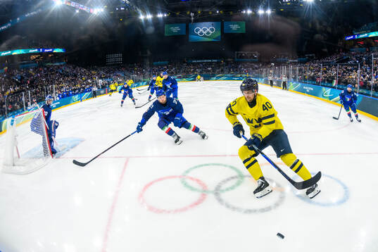 Daniel Glira of Italy and Elias Pettersson of Sweden in the