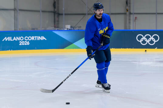 Filip Forsberg of Sweden at an ice hockey practice session