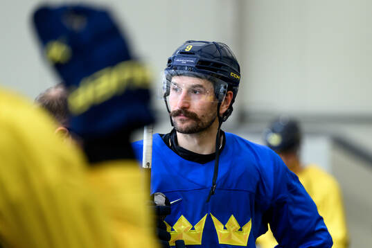 Filip Forsberg of Sweden at an ice hockey practice session