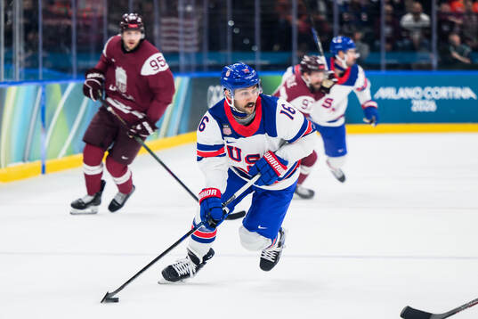 Vincent Trocheck of USA in the men's ice hockey game