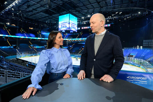 Camilla Nordlund and Mats Sundin in the HBO Max Studio