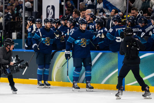 Anton Lundell of Finland celebrates