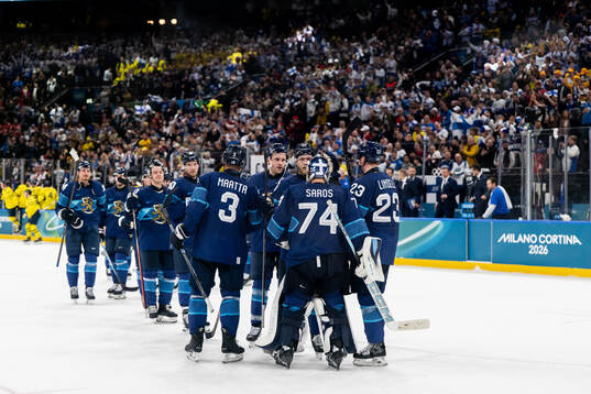 Players of Finland celebrate