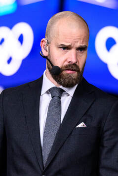 Sanny Lindström of Swedish broadcaster TV4 in the men's