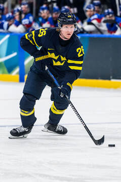 Rasmus Dahlin of Sweden in the men's ice hockey game