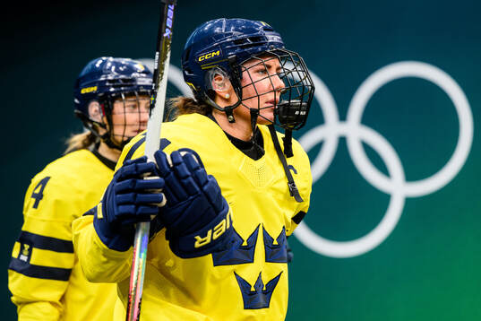 Anna Kjellbin of Sweden in the women's ice hockey semifinal