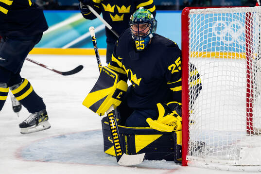 Goaltender Jacob Markström of Sweden in the men's ice