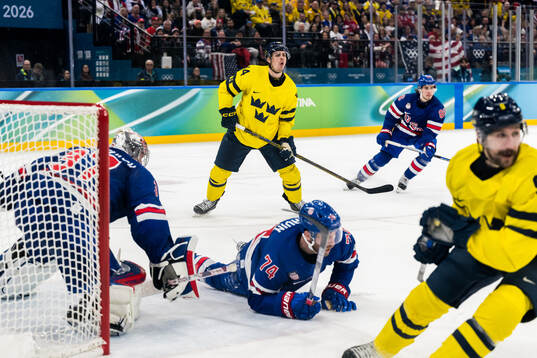 Joel Eriksson Ek of Sweden looks dejected in the men's ice