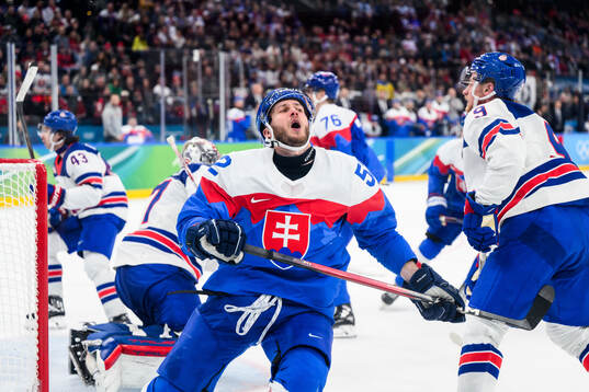 Martin Marincin of Slovakia looks dejected in the men's ice