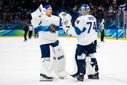 Goaltender Kevin Lankinen and goaltender Juuse Saros of