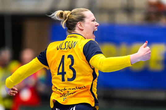 Emma Olsson of Sweden celebrates