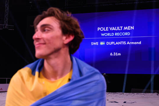 Armand Duplantis of Sweden celebrates