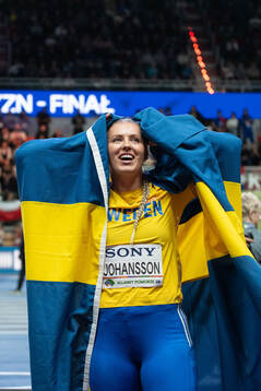 Axelina Johansson of Sweden celebrates