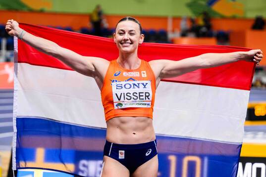 Nadine Visser of Netherlands celebrates
