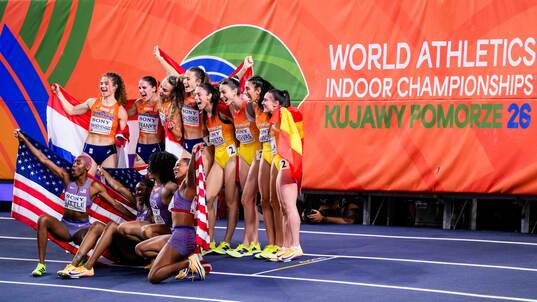 Athletes of United States, Netherlands and Spain celebrate