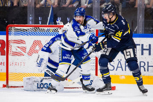 Leksands Matt Caito och HV71s Hampus Eriksson