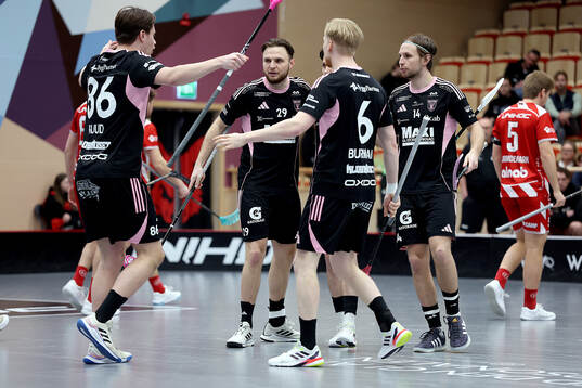 Faluns Emil Lundmark och lagkapten Emil Johansson jublar