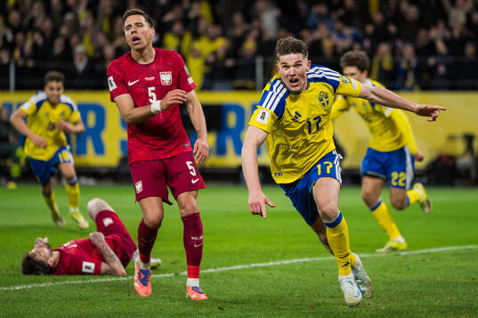 Viktor Gyökeres of Sweden celebrates