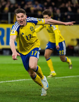 Viktor Gyökeres of Sweden celebrates