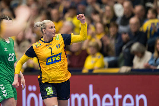 Clara Lerby of Sweden celebrates