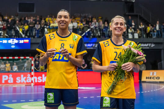 Jamina Roberts and Nathalie Hagman of Sweden are celebrated