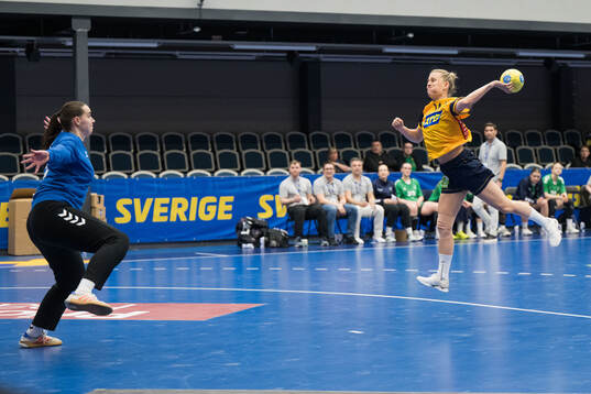 Goal keeper Evita Žilionyte of Litauen and Nathalie Hagman