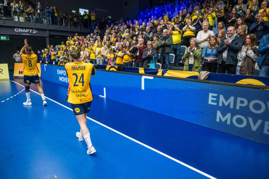 Jamina Roberts and Nathalie Hagman of Sweden are celebrated