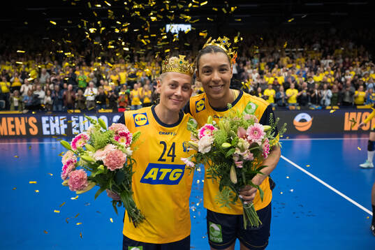 Nathalie Hagman and Jamina Roberts of Sweden are celebrated