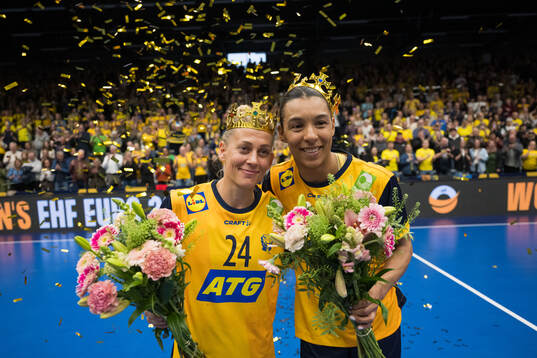 Nathalie Hagman and Jamina Roberts of Sweden are celebrated
