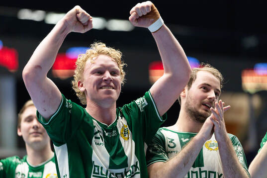Hammarbys Gustav Davidsson och Max Gugolz  jublar